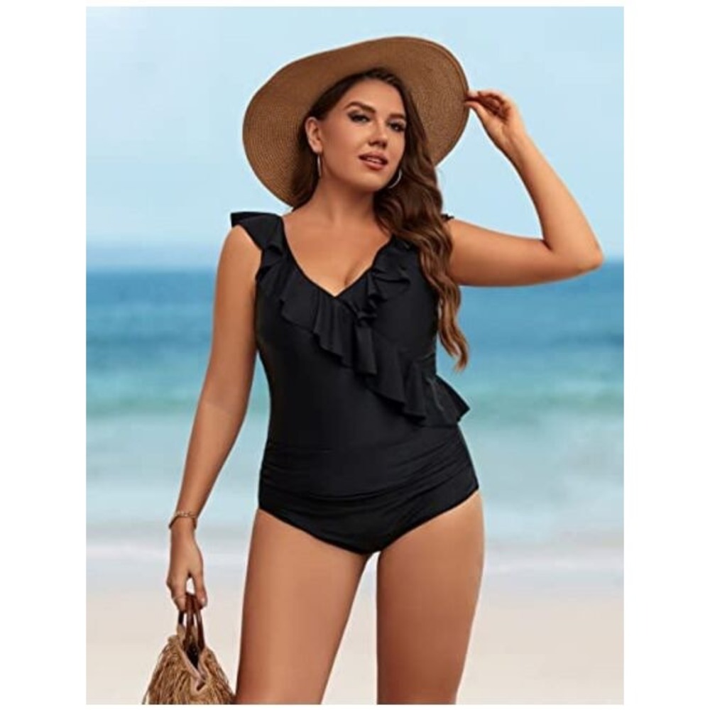 BLOOMING JELLY Swimsuits Slimming Cute One Piece Bathing Suit Ruffle V Neck